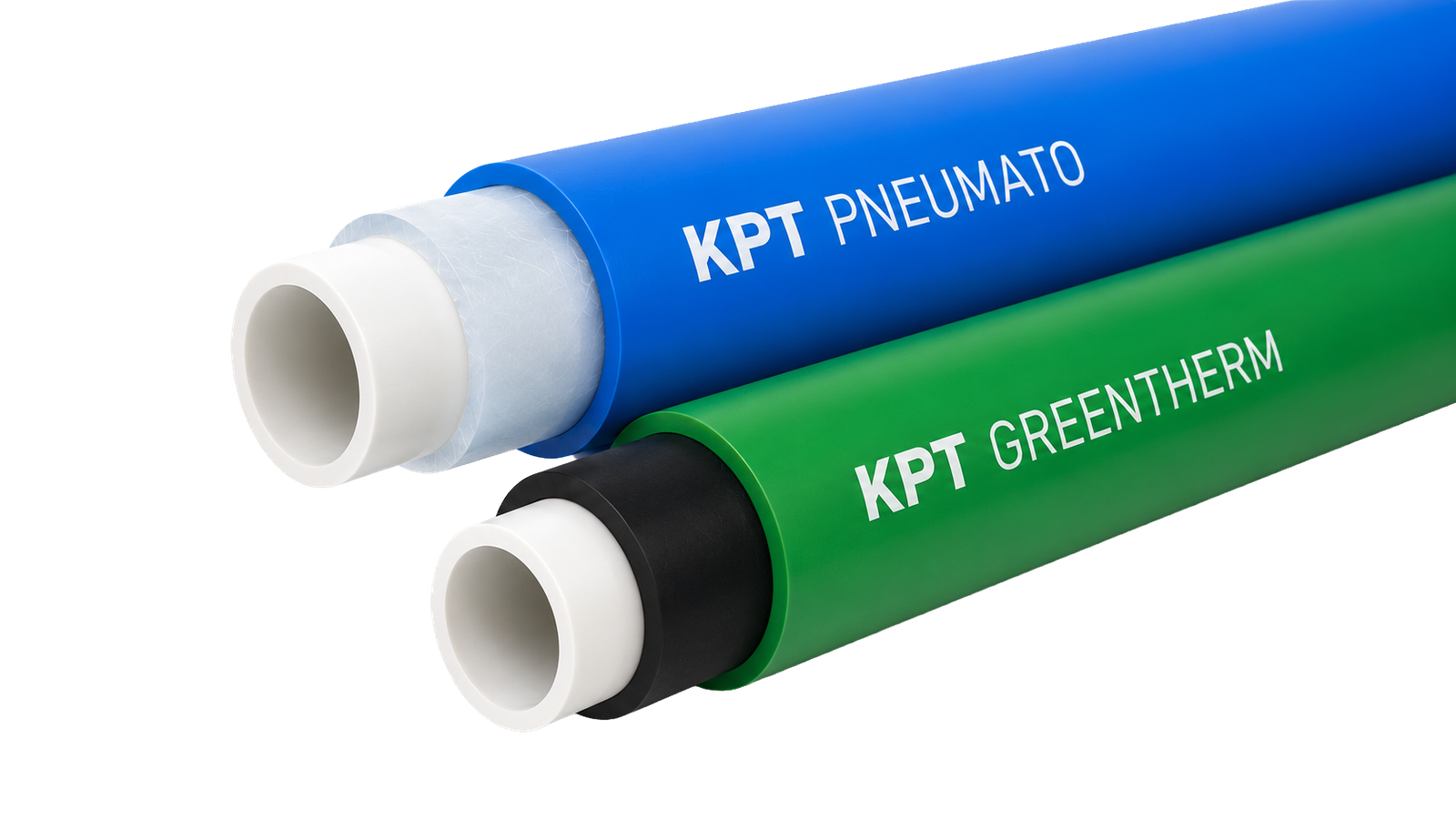 Tubos KPT Pneumato azul e Greentherm verde